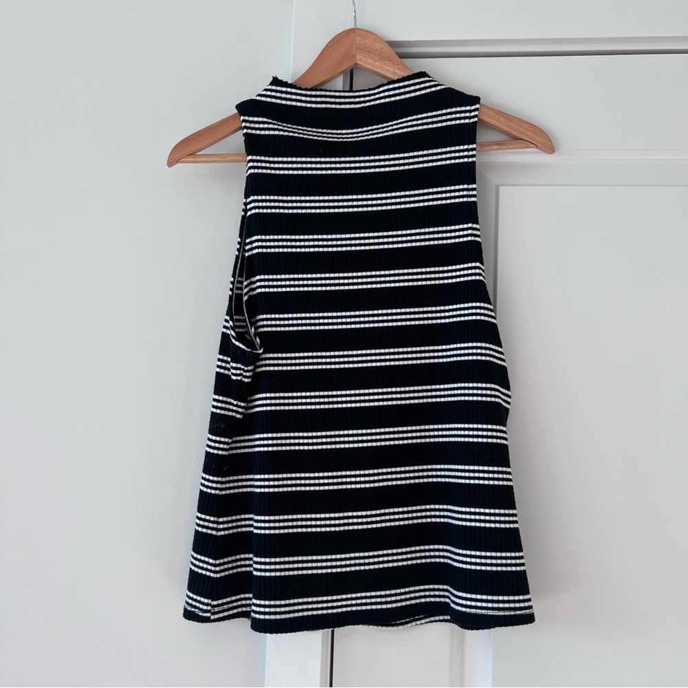 Maeve | Anthropologie | Black and White Striped Sleeveless Top